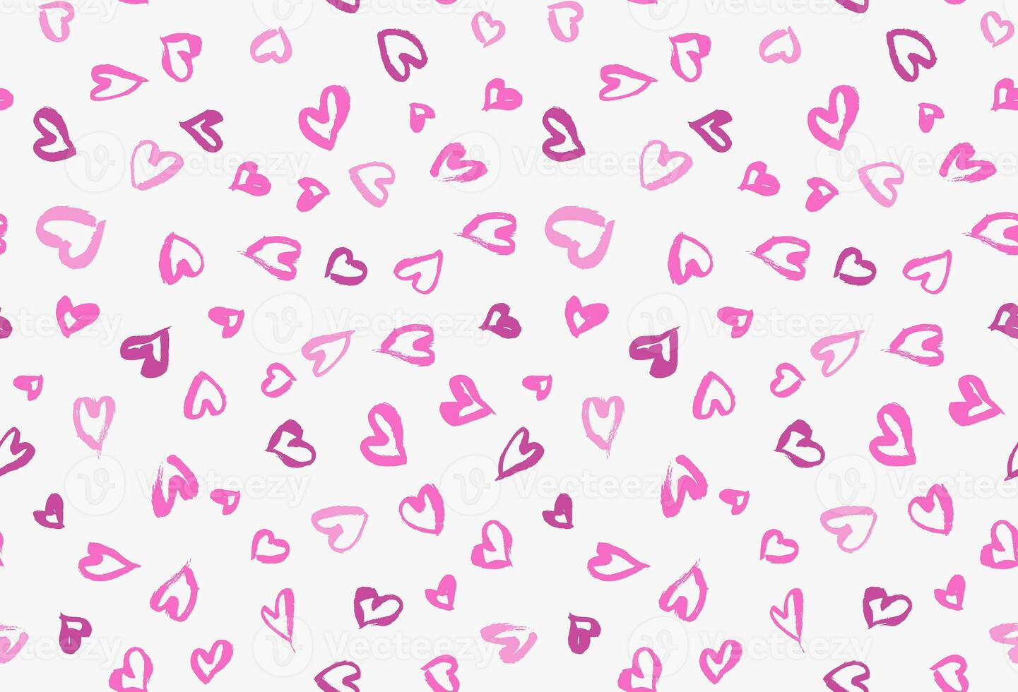 Seamless background pattern with hand drawn textured pink hearts photo