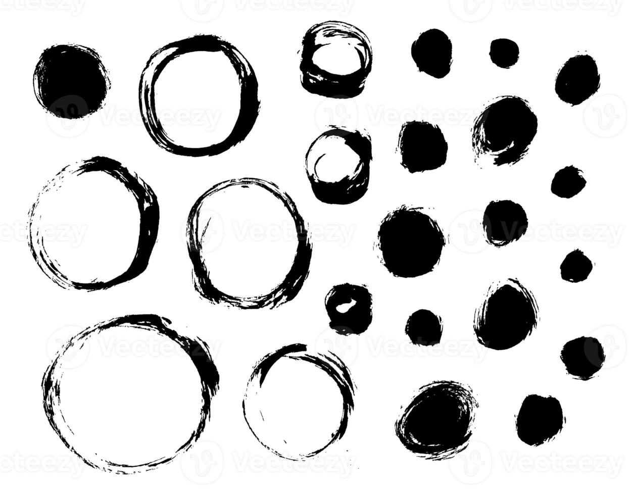 Set of isolated ink spots and circles photo