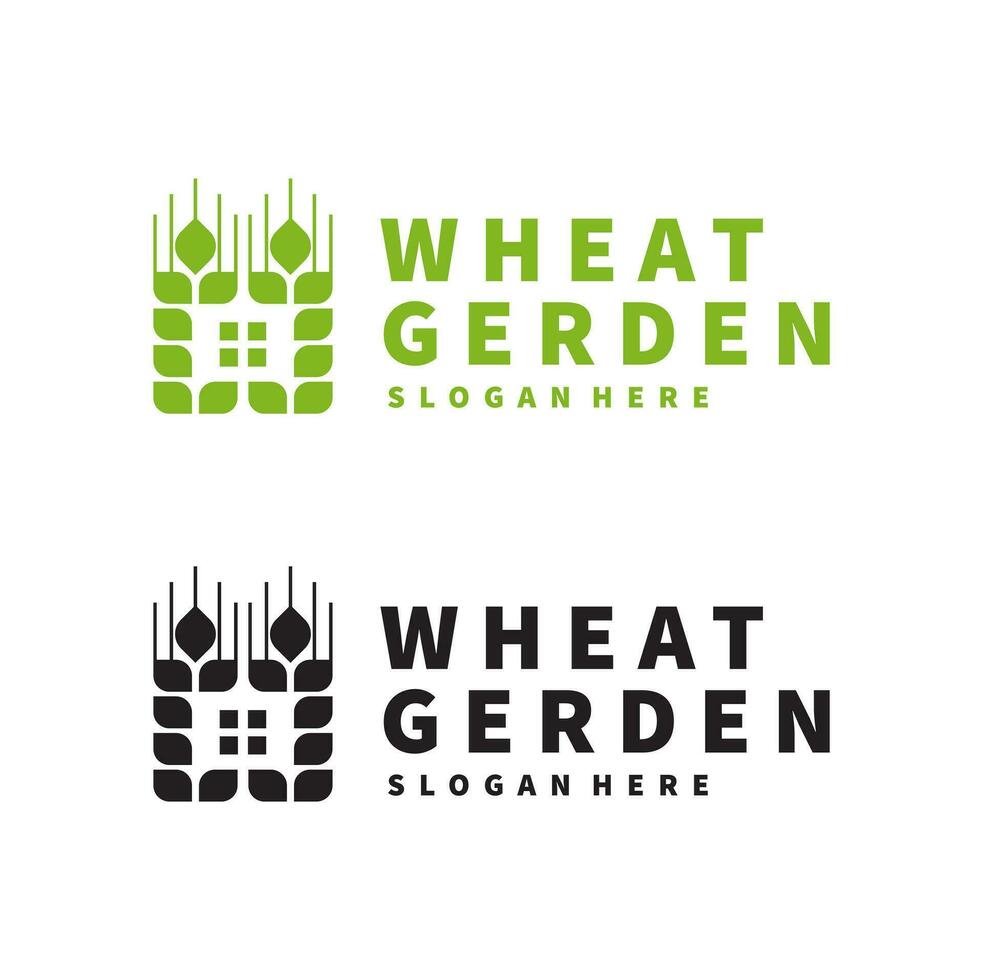 Modern Wheat and Garden Logo  Vector Design Template Isolated Simple