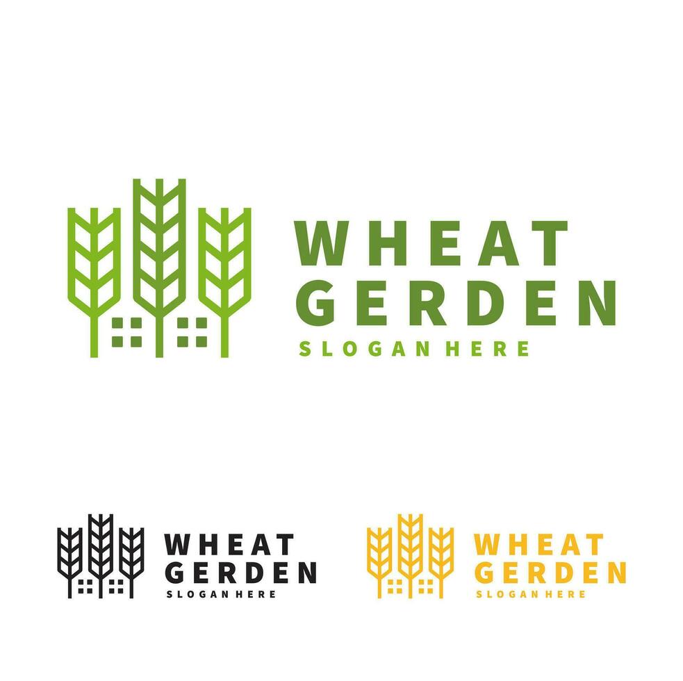 Modern Wheat and Garden Logo  Vector Design Template Isolated Simple