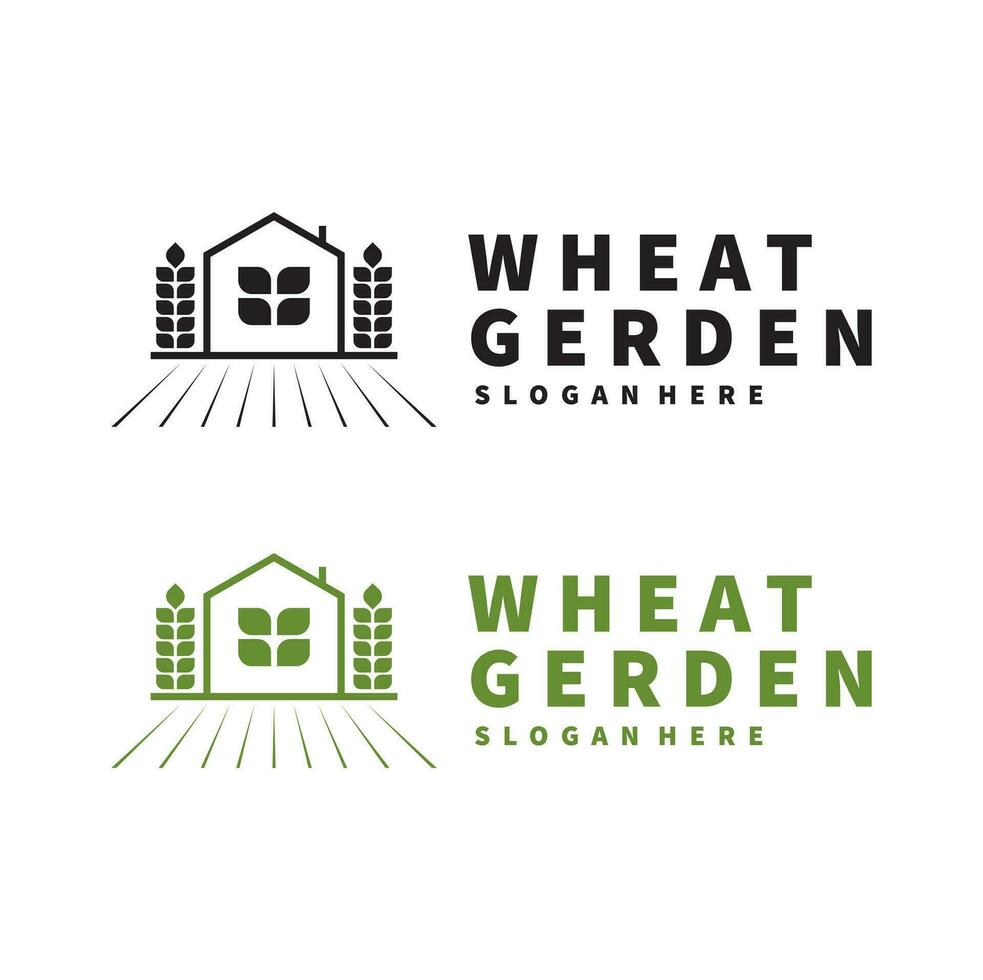 Modern Wheat and Garden Logo  Vector Design Template Isolated Simple