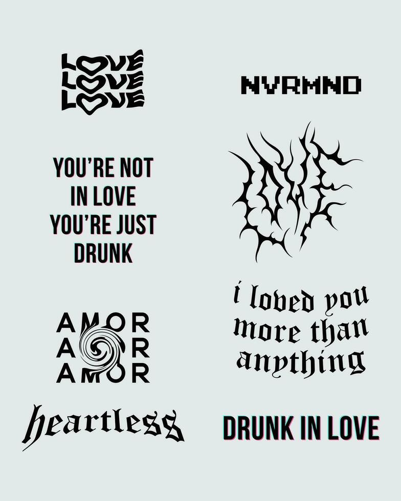 Love drunk text effect quotes for lover, fall in love, amor, broken heart, poster clip art, t shirt design editable vector