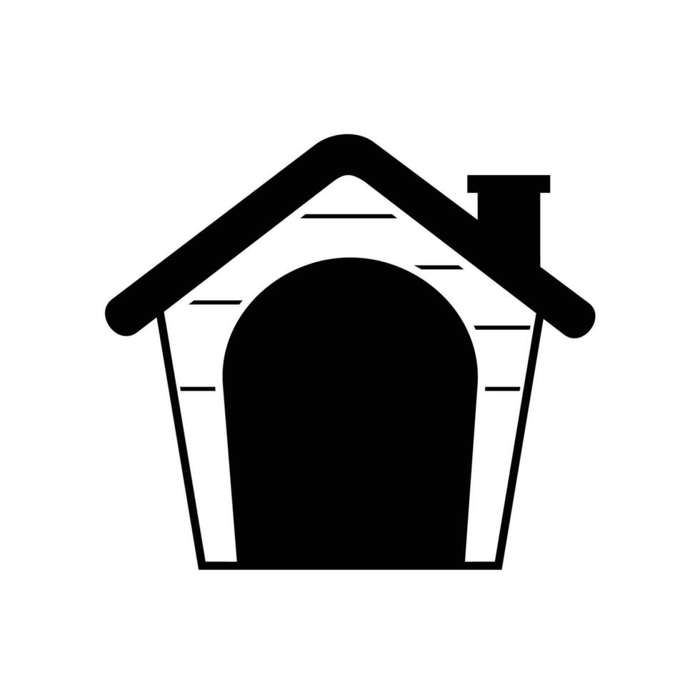 Black and white doghouse on white background vector