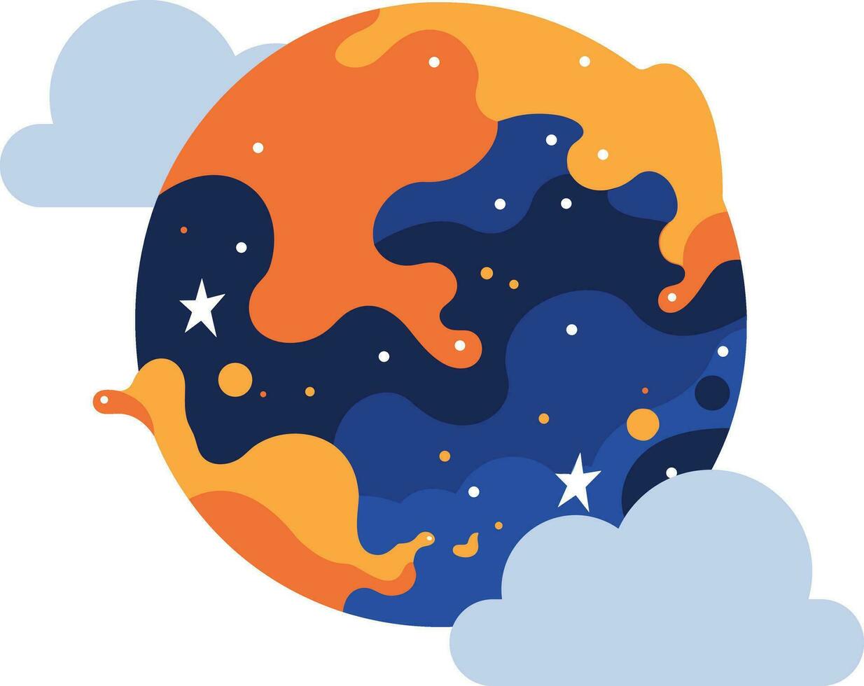 Hand Drawn Planets or stars in space in flat style vector