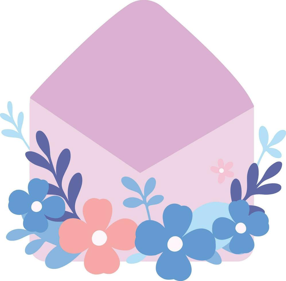 Hand Drawn Envelope with flowers in wedding concept in flat style vector