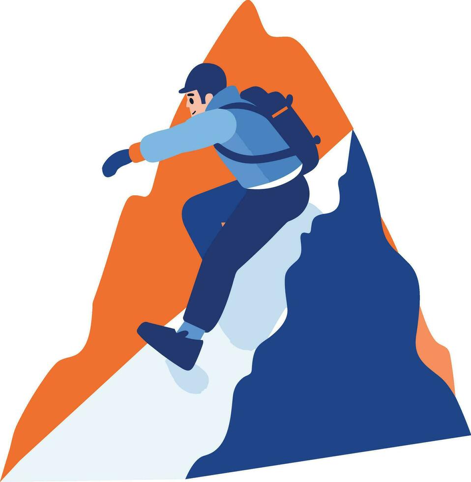 Hand Drawn Adventurous tourists climb mountains in flat style vector