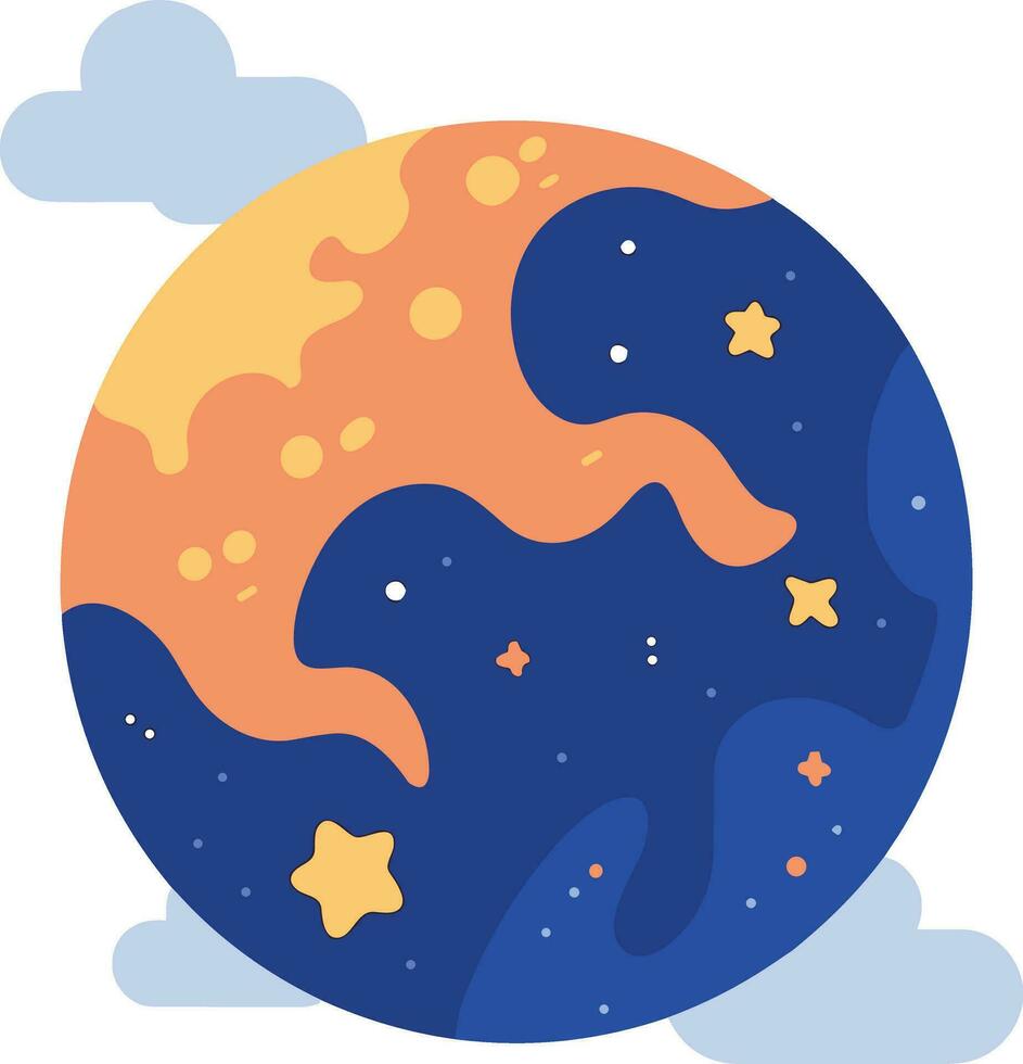 Hand Drawn Planets or stars in space in flat style vector