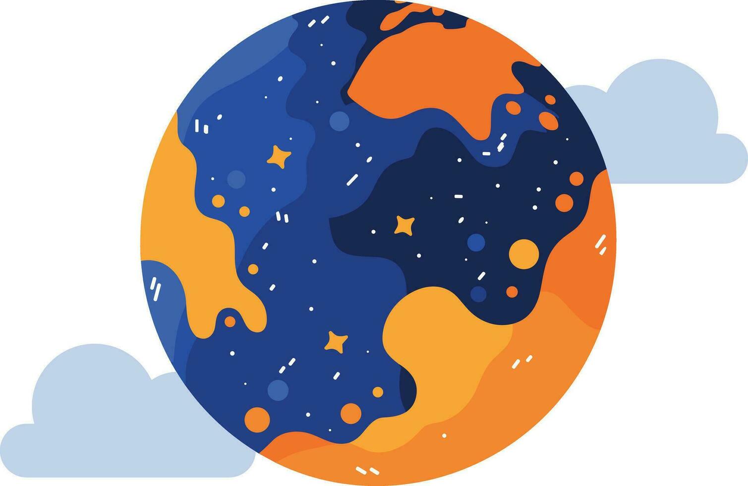 Hand Drawn Planets or stars in space in flat style vector