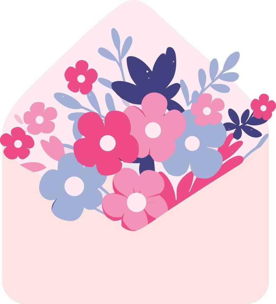 Hand Drawn Envelope with flowers in wedding concept in flat style vector