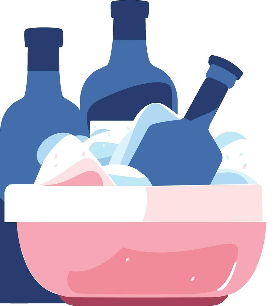 Hand Drawn Wine bottles and wine in wedding concept in flat style vector