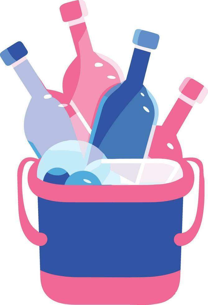 Hand Drawn Wine bottles and wine in wedding concept in flat style vector
