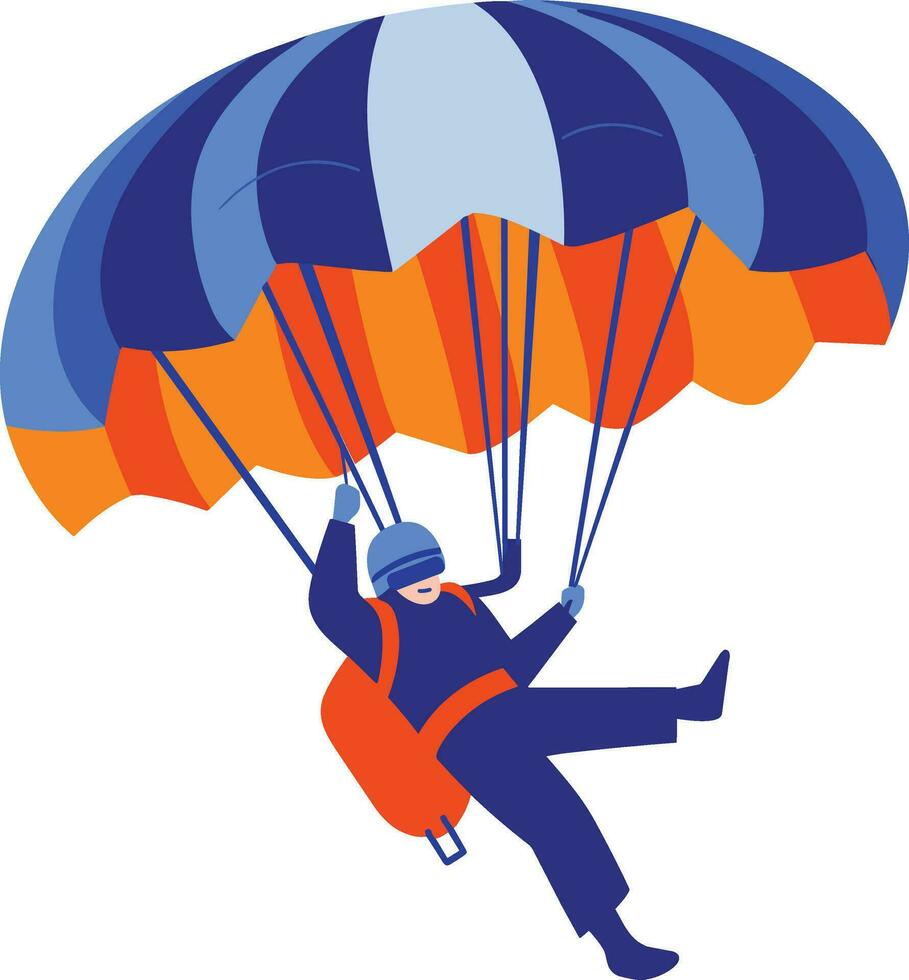 Hand Drawn adventurous traveler parachuting from the sky in flat style vector