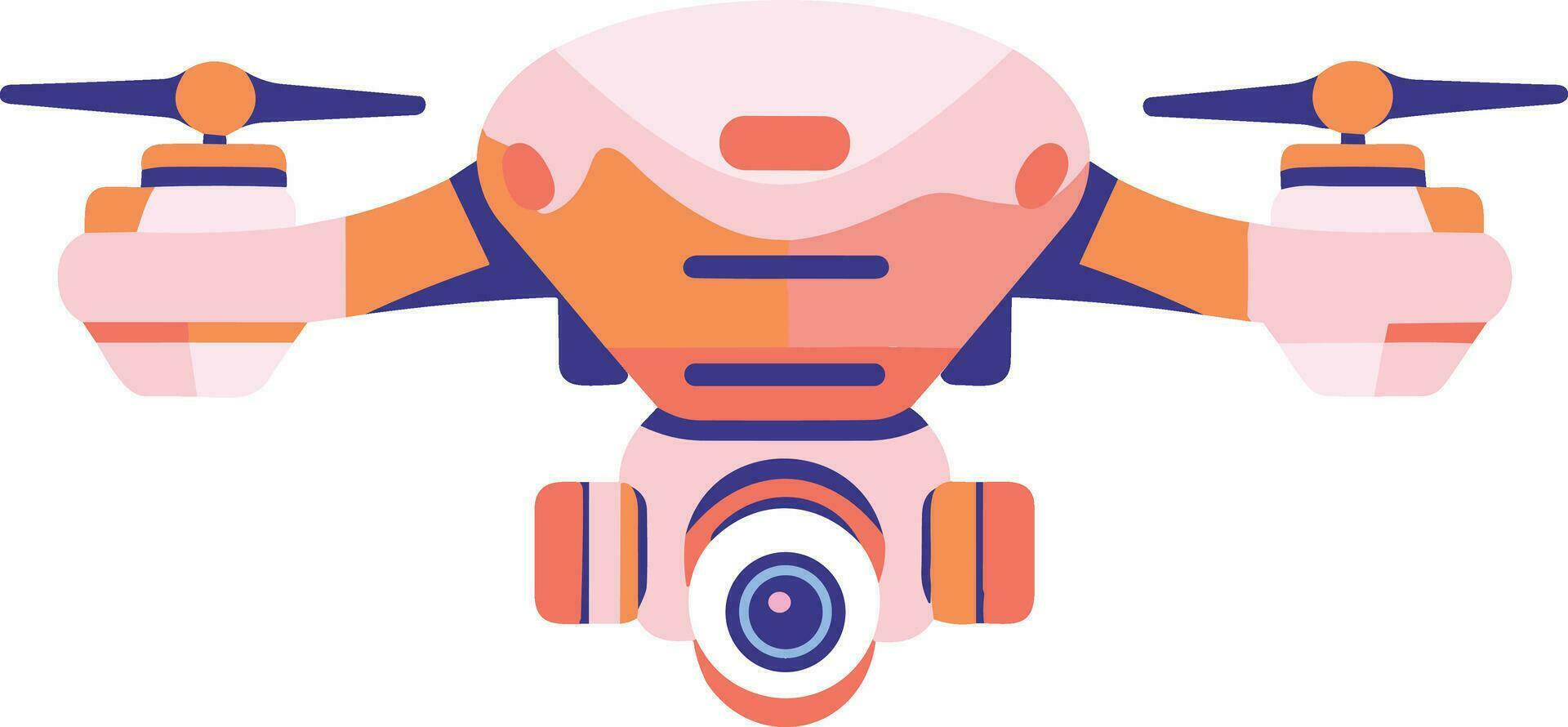 Hand Drawn flying drone in flat style vector