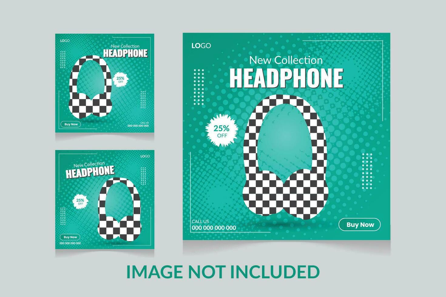 Modern creative and elegant headphone social media post template banner design vector