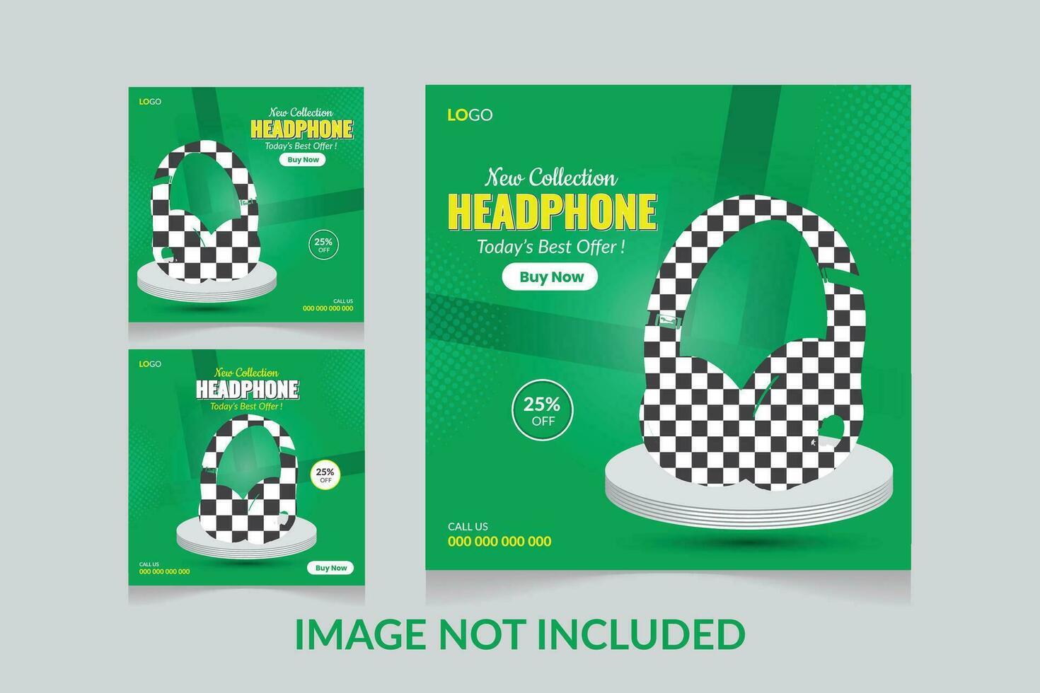 Modern creative and elegant headphone social media post template banner design vector