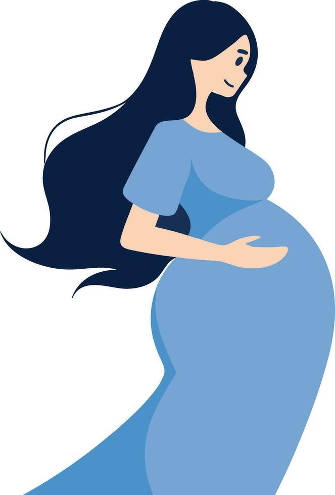 Hand Drawn Mother or pregnant woman in flat style vector