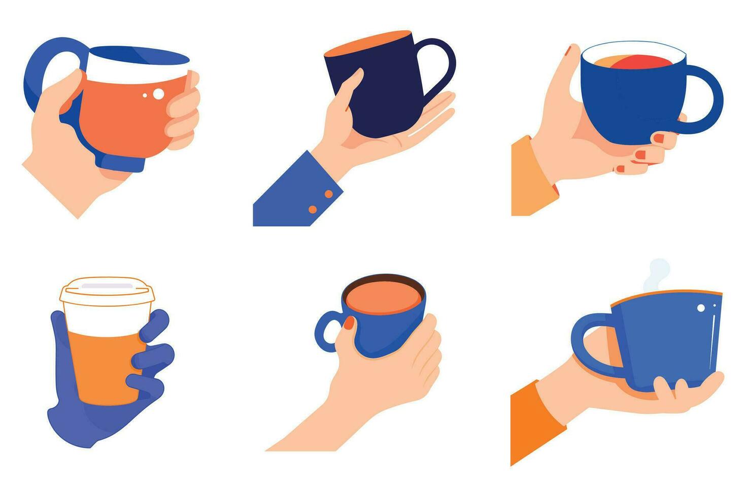 Hand Drawn Hand holding a coffee cup in flat style vector