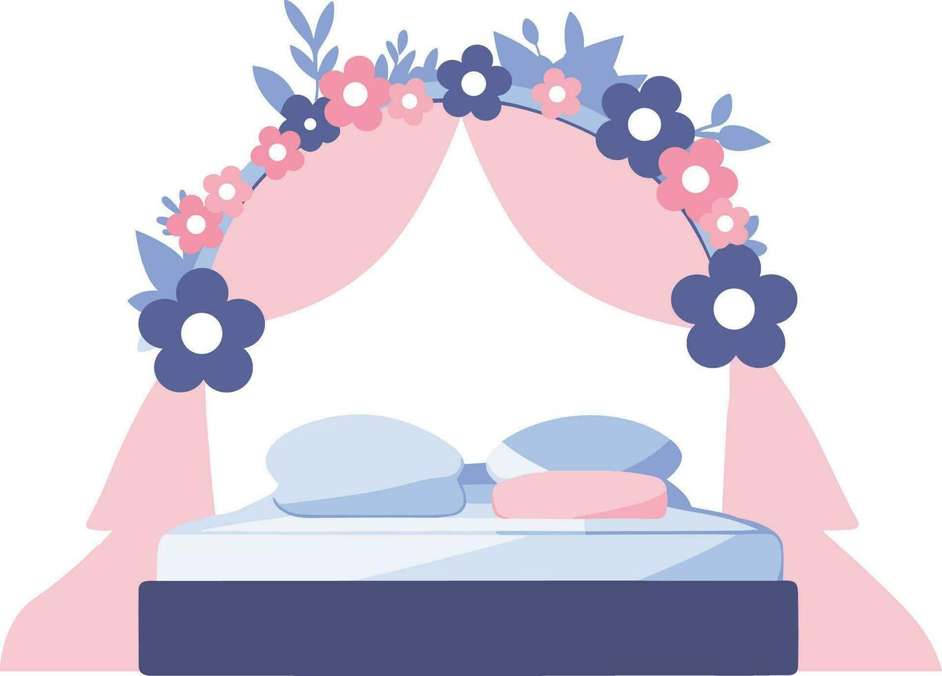 Hand Drawn wedding bed in a wedding concept in flat style vector