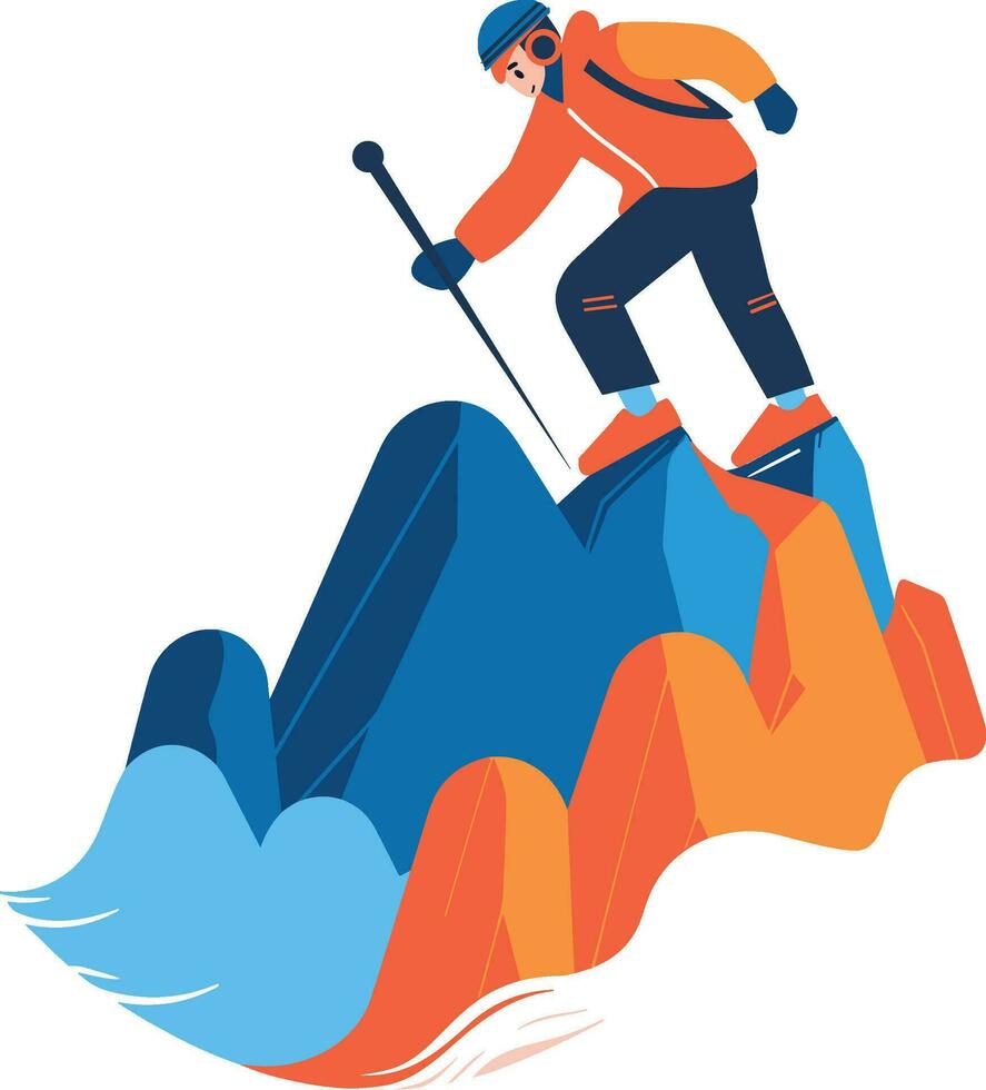 Hand Drawn Adventurous tourists climb mountains in flat style vector