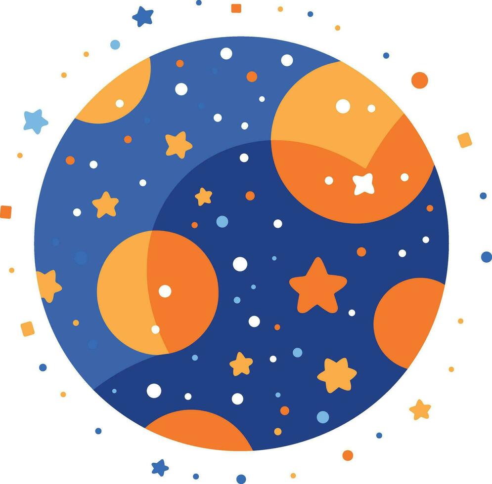 Hand Drawn Planets or stars in space in flat style vector