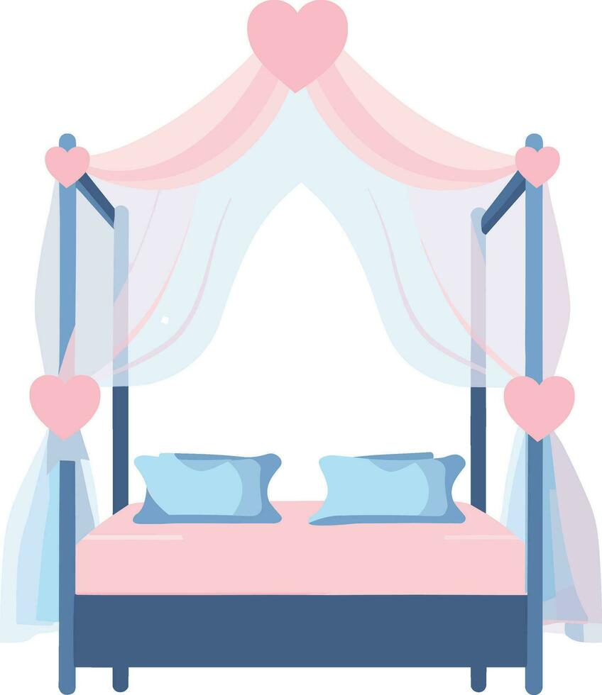 Hand Drawn wedding bed in a wedding concept in flat style vector