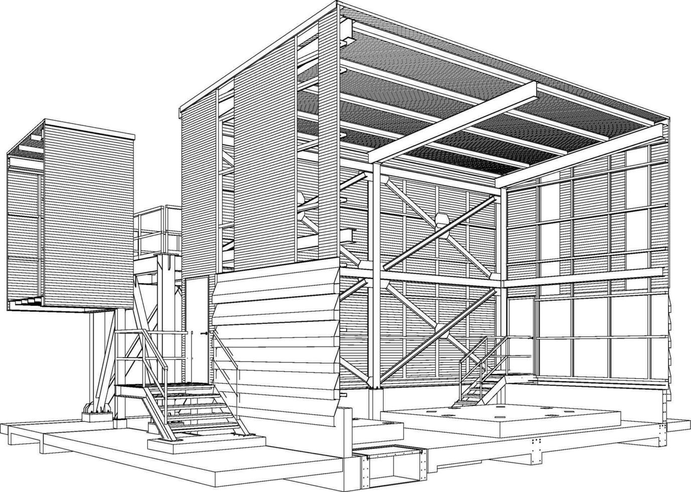 3D illustration of industrial building vector