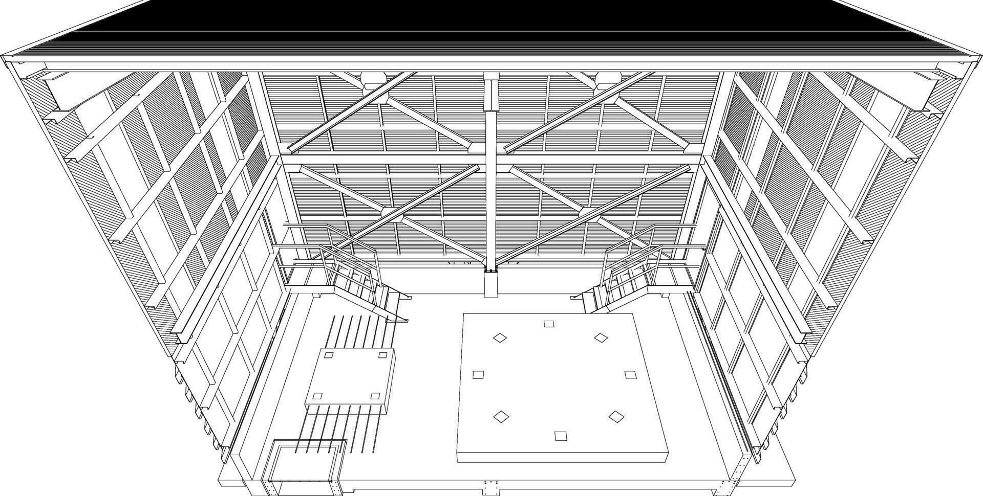 3d ilustración de industrial edificio vector