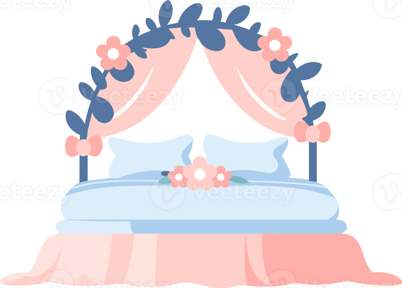 Hand Drawn wedding bed in a wedding concept in flat style png