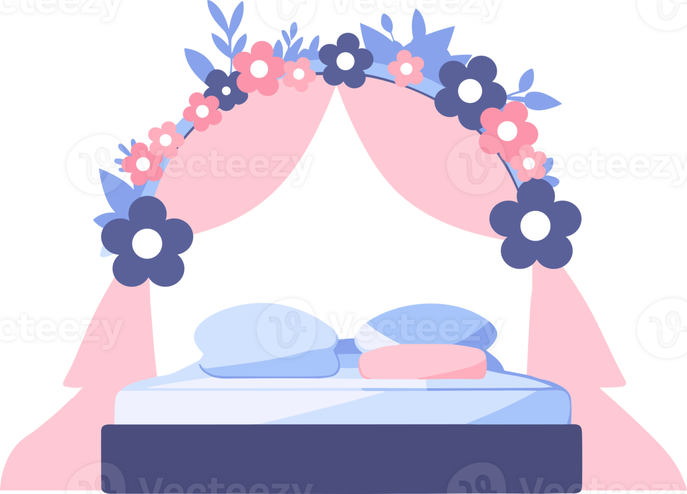 Hand Drawn wedding bed in a wedding concept in flat style png