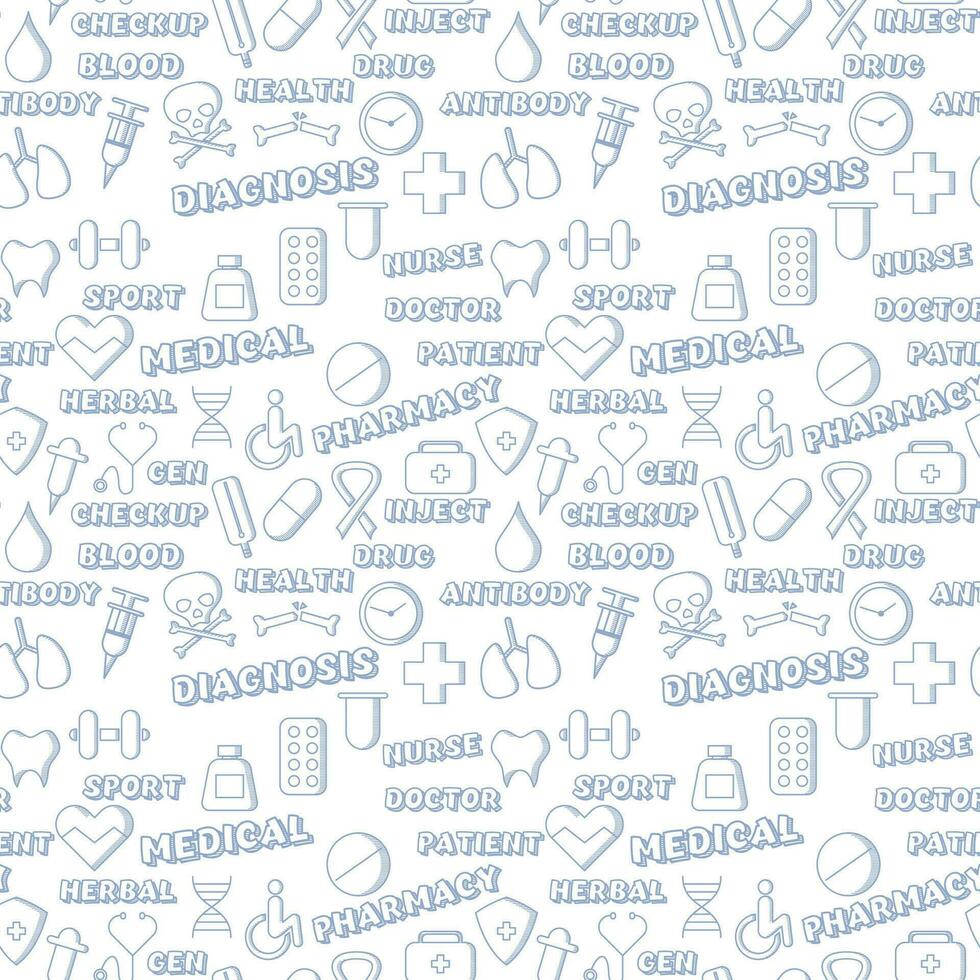 Medical handrawn element pattern background vector