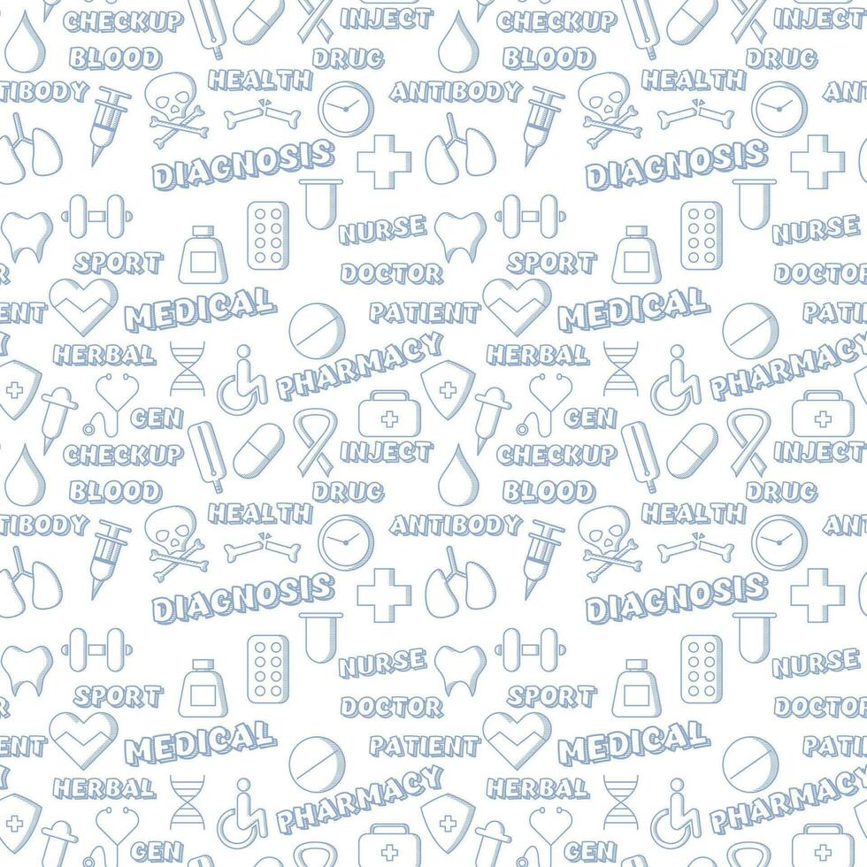 Medical handrawn element pattern background vector