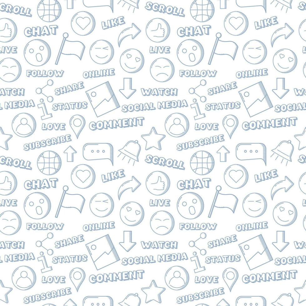 Social media handrawn element pattern background vector