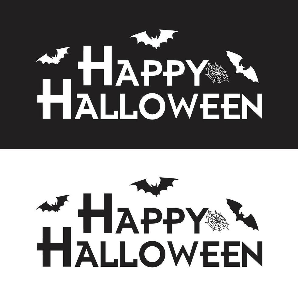 Happy halloween text lettering. Holiday calligraphy poster, greeting card, party invitation. Happy halloween text banner black white background vector