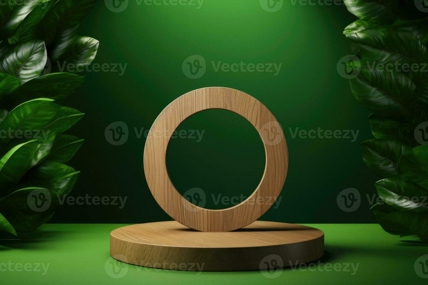 Product podium with Green nature background photo
