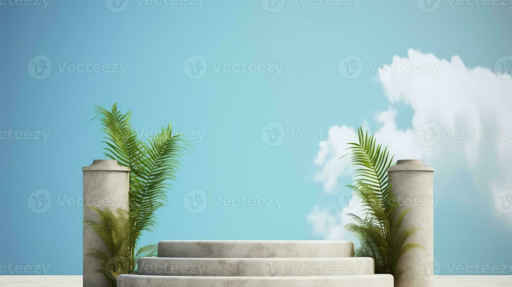 Cosmetic Product Podium nature background photo