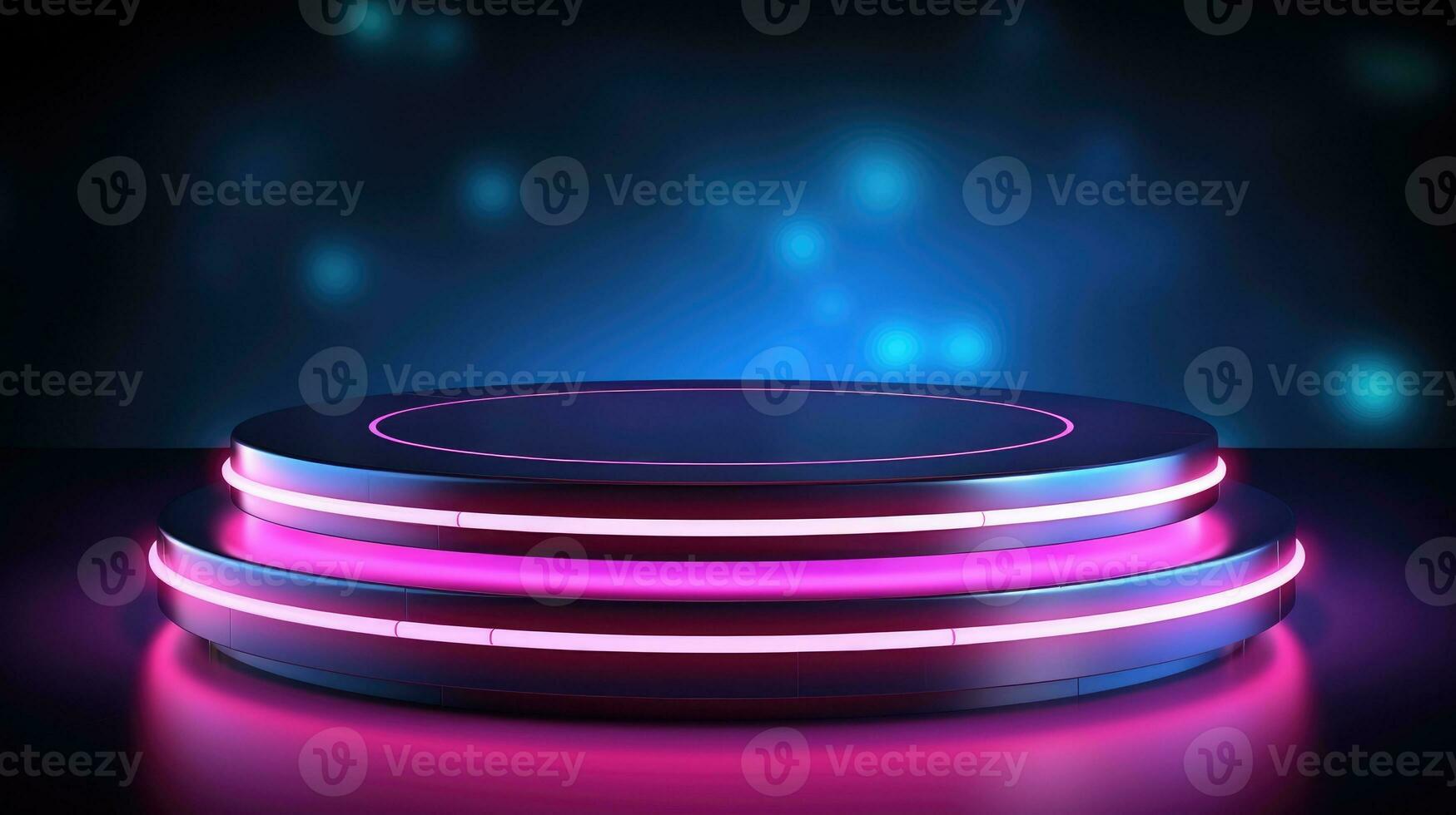 Product Presentation Podium with glow lights, tech podium, glow lights background photo