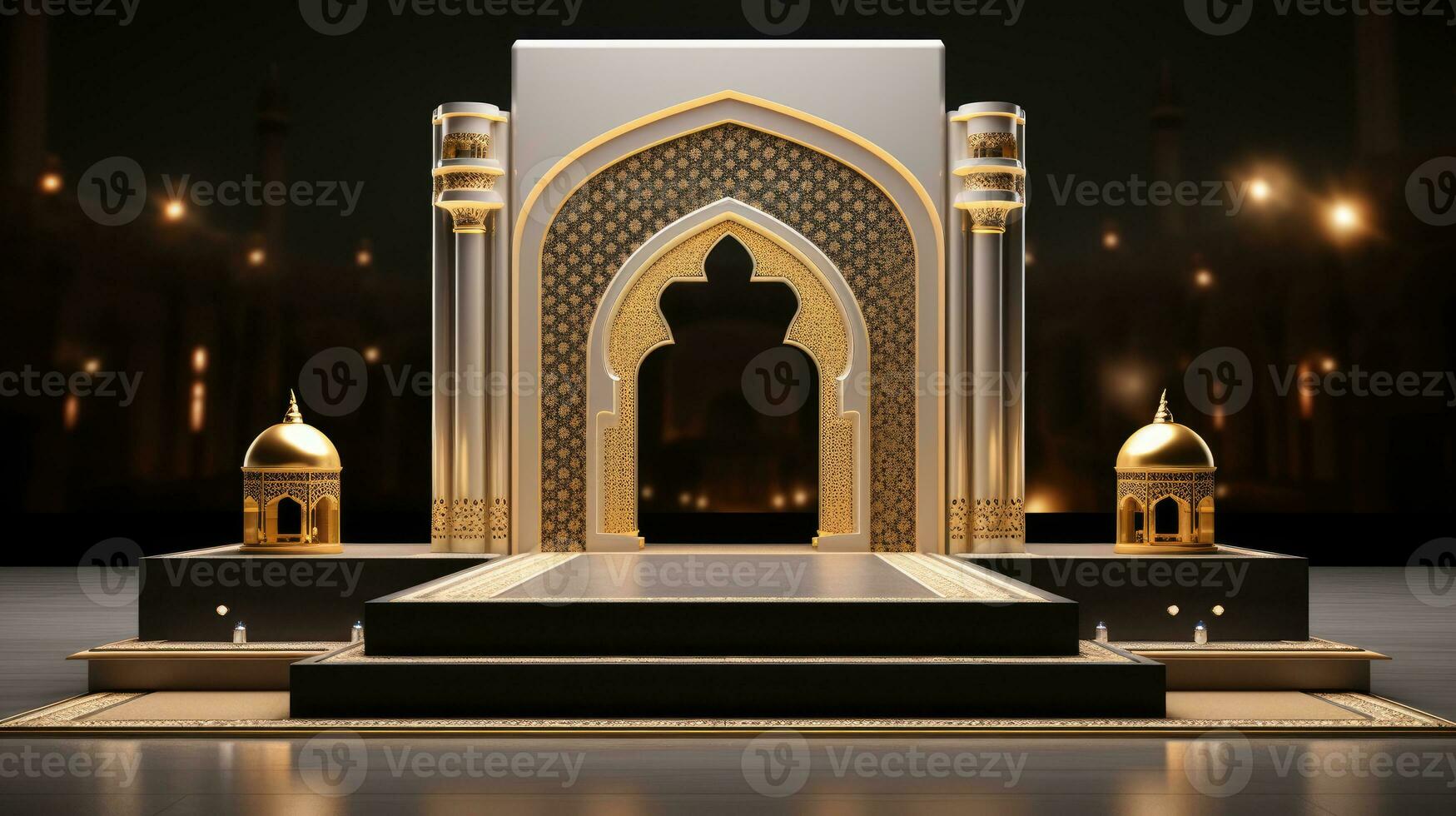 Mosque with empty space, Ramadan Mubarak, Eid Mubarak photo