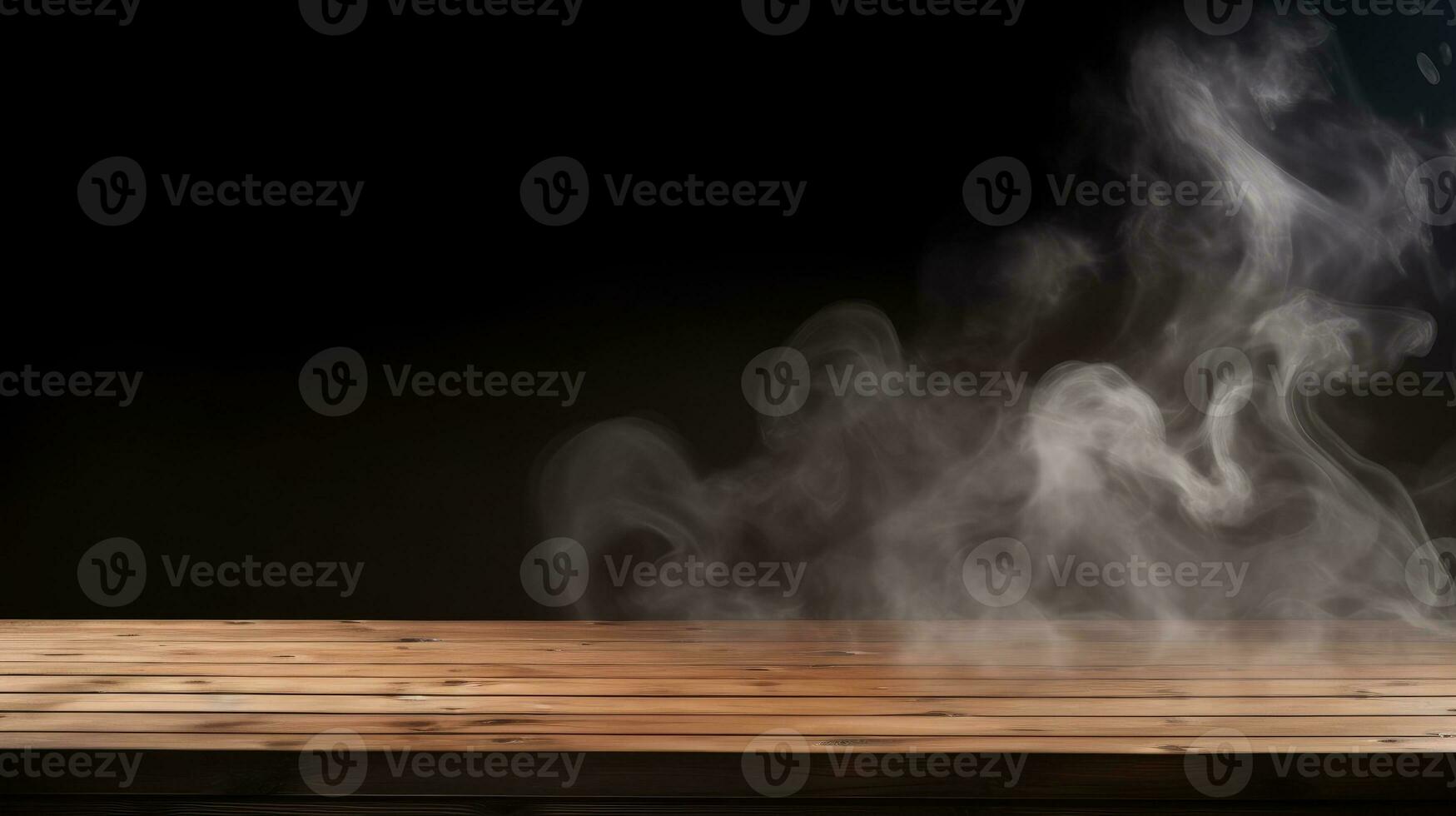 empty table with black smoky background photo