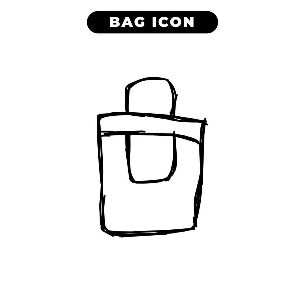 bag icon design with black hand drawn outline style vector