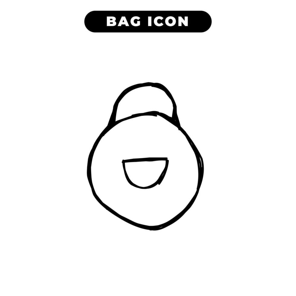 bag icon design with black hand drawn outline style vector