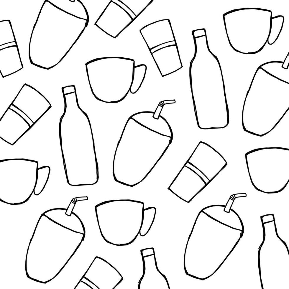 bottle icon design, with various design shapes, with a hand drawn black outline style vector