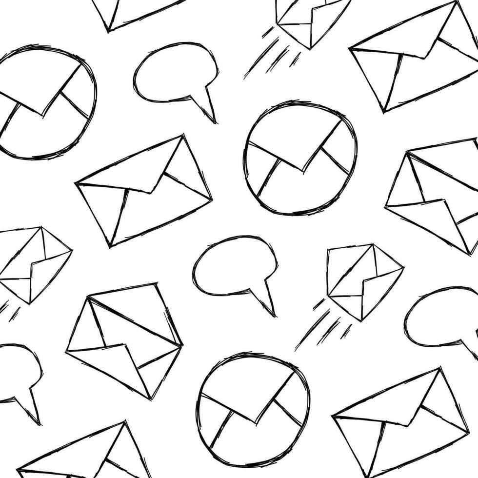 message icon design, with various design shapes, with a hand drawn black outline style vector