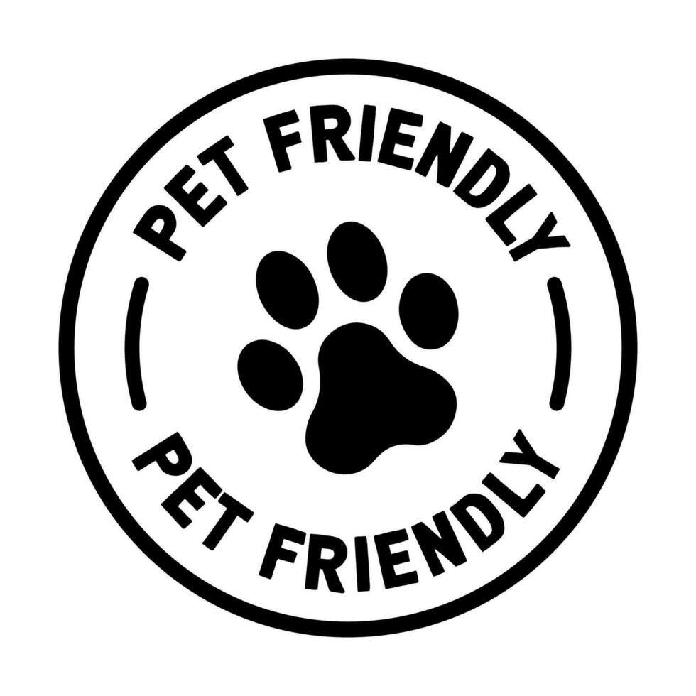 Pet friendly badge stamp. This space allows mascots. Dogs and cats are welcome. vector