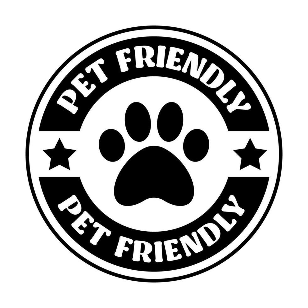 Pet friendly badge stamp. This space allows mascots. Dogs and cats are welcome. vector