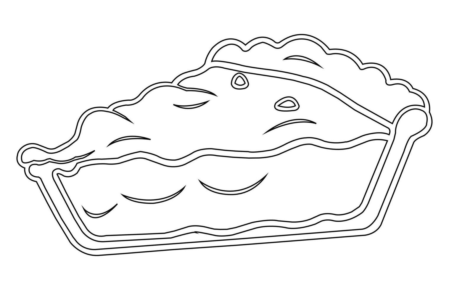 A Slice of apple pie outline isolated on white, Hand drawn vector cake piece.