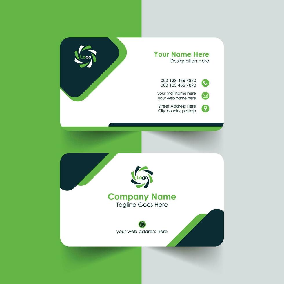 Free vector elegant green business card template modern visiting card