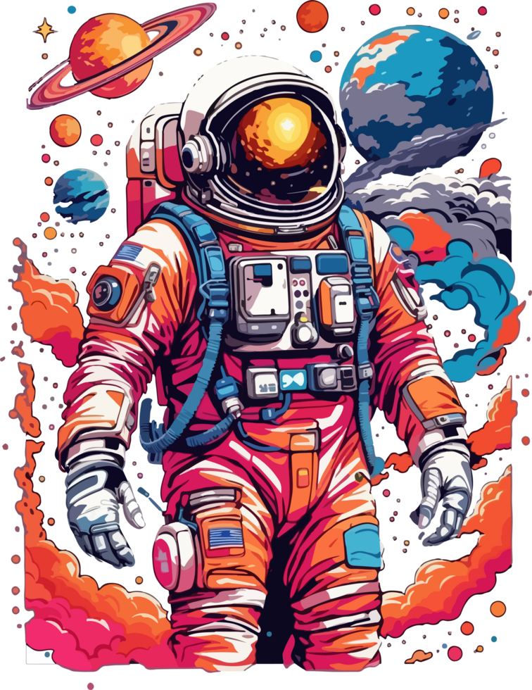 Astronaut Galaxy Illustration with AI Generative png