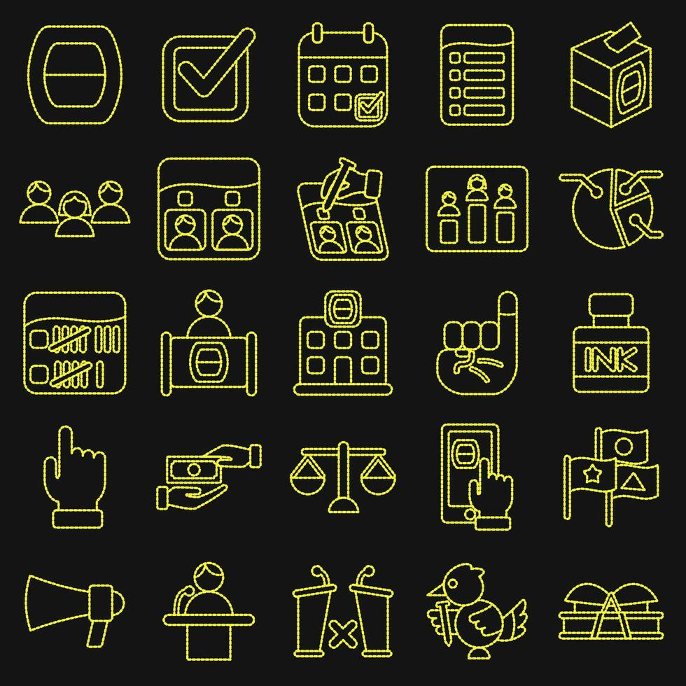 Icon set of general election. Indonesian general election elements. Icons in dotted style. Good for prints, posters, infographics, etc. vector