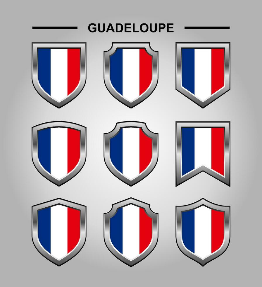 Guadeloupe National Emblems Flag with Luxury Shield vector