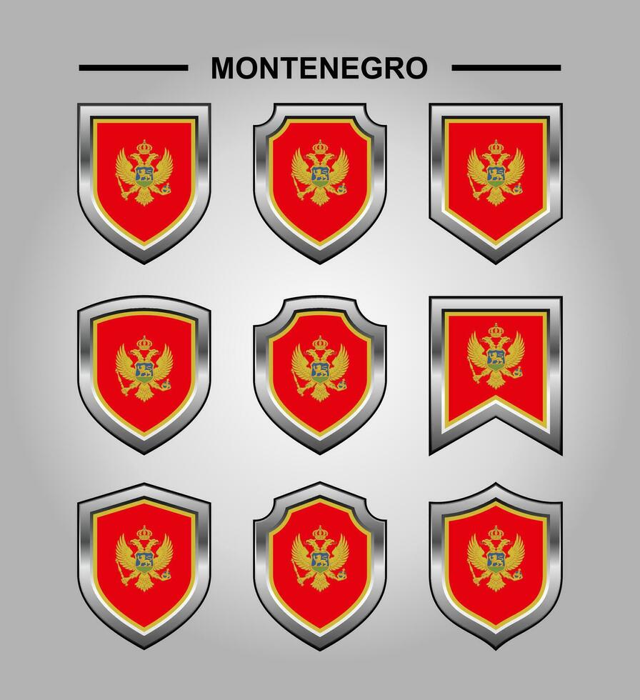 Montenegro National Emblems Flag with Luxury Shield vector